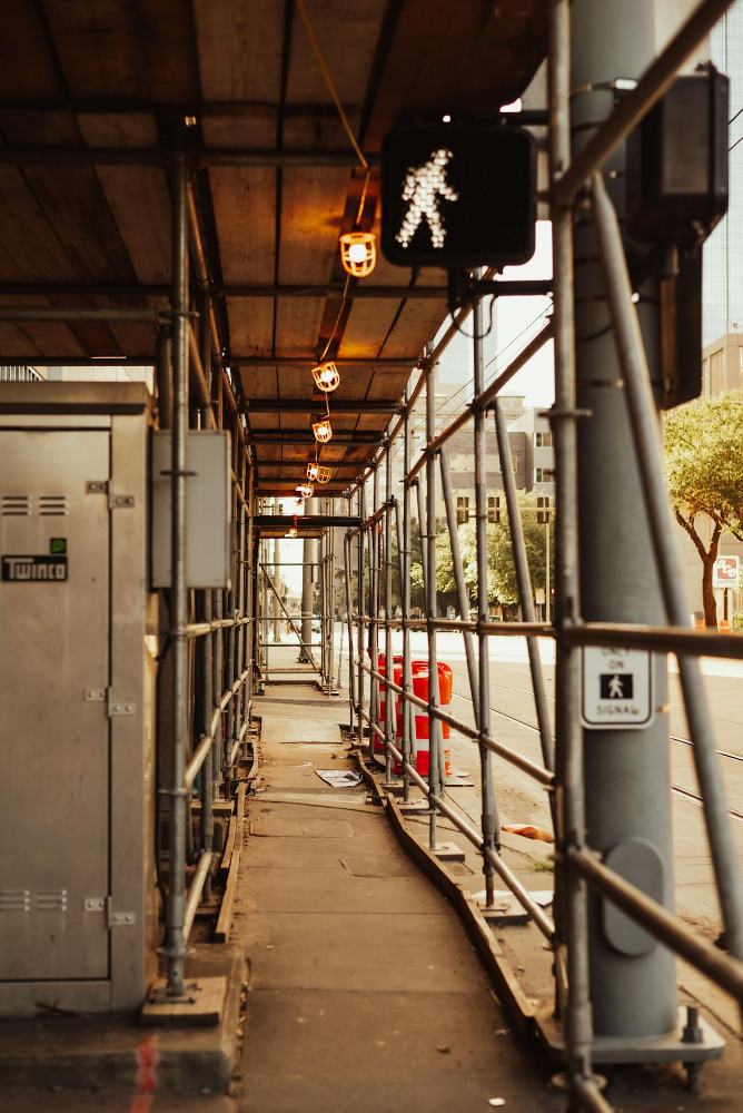 Scaffold over a sidewalk